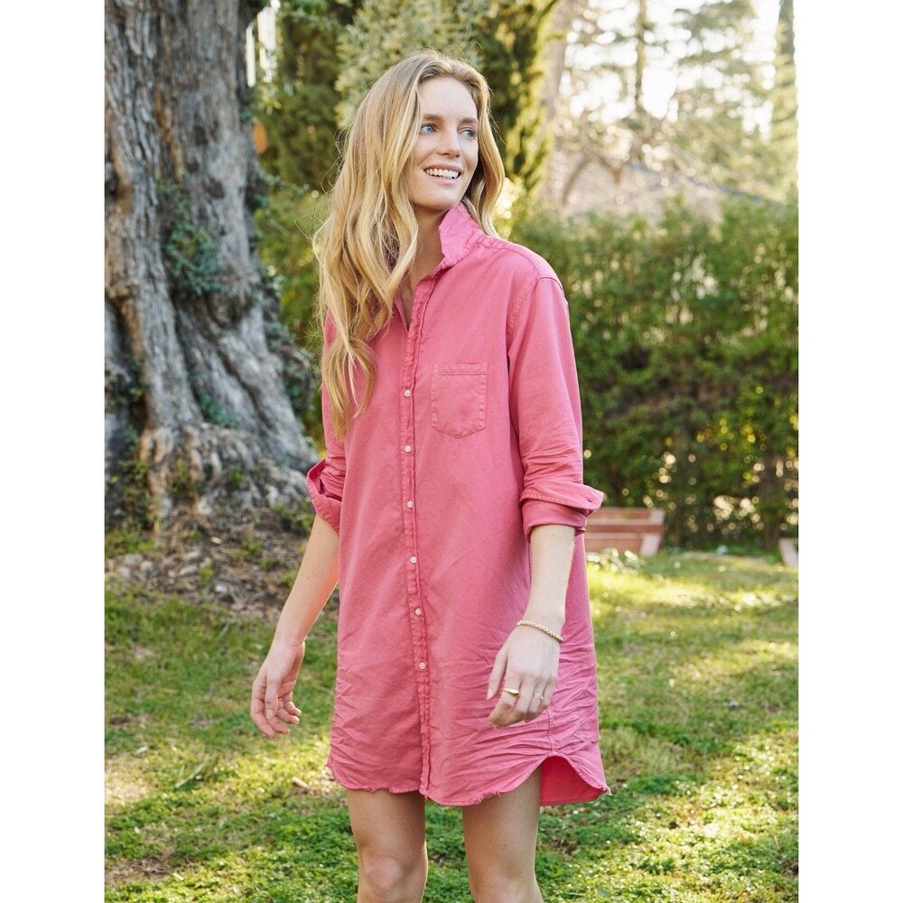 Frank & Eileen Classic Mary Shirt Dress Pink Small Distressed Casual Button Up